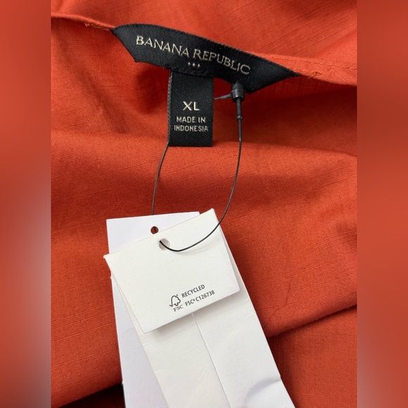 Banana Republic Rust Orange Blouson Cotton Puff Sleeves Wrap Dress Size XL - Picture 12 of 12